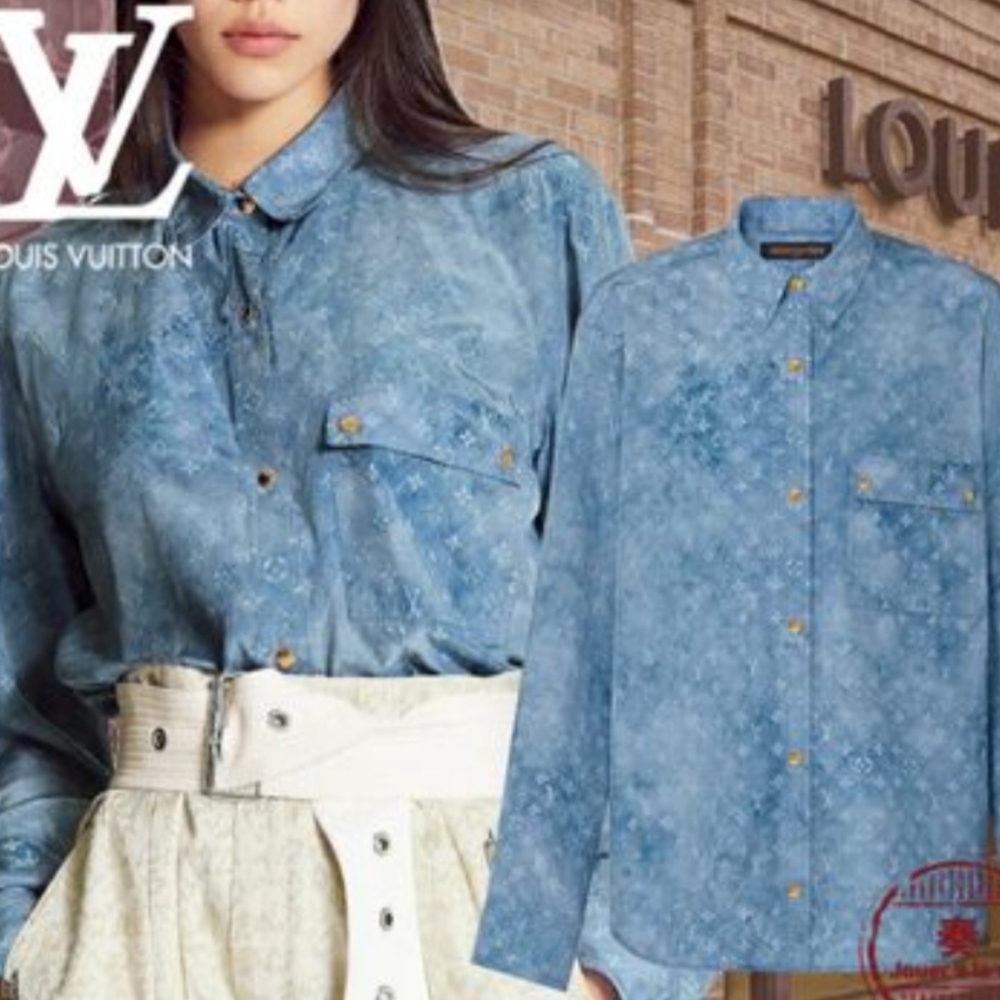 Louis VuittonMonogram Casual Style Silk Long Sleeves Elegant Style Logo new